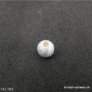 Perle 6 mm/Bohrung 1,5 mm, 925 Silber diamantiert hell