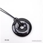 Schwarzer Turmalin - Schörl - Donut 4 cm mit Lederband