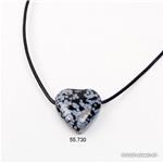 Obsidian Schneeflocken, Herz 2 cm gebohrt mit Lederband
