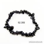 Armband Obsidian schwarz Splitter, elastisch 17,5 - 18,5 cm. Gr. M