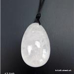 1 Ei YONI Bergkristall weiss 4 x 2,5 cm. Grösse M. GEBOHRT