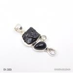 Anhänger Turmalin schwarz, Onyx, Bergkristall aus 925 Silber. Einzelstück