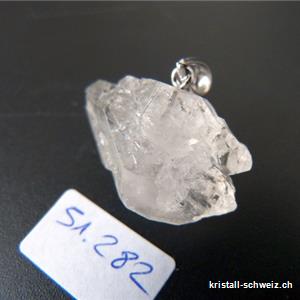 Anhänger Bergkristall Fensterquarz - Elestial - Doppelender an Silberöse. Einzelstück
