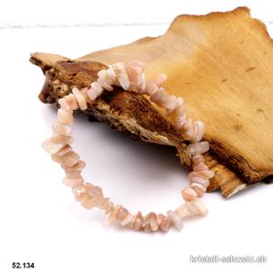 Mondstein beige-rosa, Splitter Armband elastisch 17-19 cm.