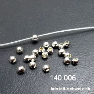 20 Stk - Perlen oder Questschösen 2 mm aus 925 Silber