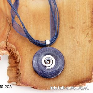 Halskette Donut Goldfluss blau 3 cm u. SPIRALE 925 Silber