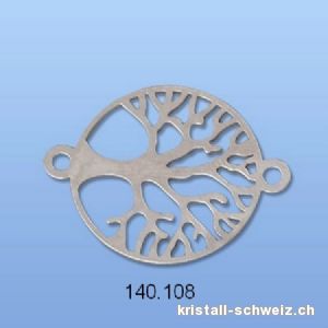 Zwischenteil Baum des Lebens 925er Silber rhodiniert, mit 2 Ösen