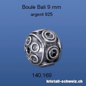 Zwischenteil Kugel Bali 9 mm aus 925er Silber Antik