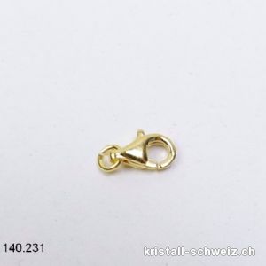 Verschluss Karabiner 8 mm, Ring offen 3,5 mm / 925 Silber vergoldet. SONDERANGEBOT