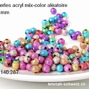 10 x Perlen Kunststoff diamantiert 6 mm. Mix-Farben