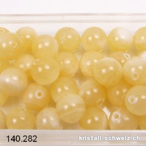 Calcit - Aragonit hellgelb, Kugel gelocht 8 - 8,5 mm