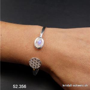 Armband Mondstein Regenbogen - Blume des Lebens aus 925 Silber