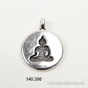 Charm Buddha aus Metall versilbert. Durch. 1,5 cm. SONDERANGEBOT 