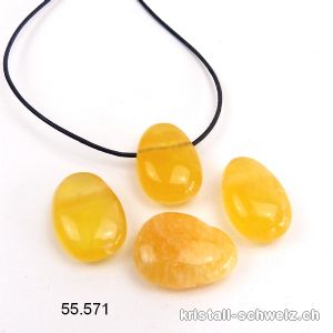Calcit orange 3 cm gebohrt mit Lederband