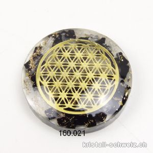 Thaler Orgonit Blume des Lebens, Selenit und Turmalin schwarz 4 cm