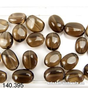 Rauchquarz oval gelocht, Länge 6 bis 10 mm