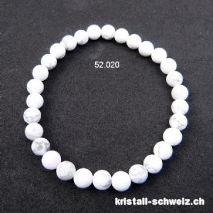 Armband Magnesit - Howlith weiss 6-6,5 mm / 18,5-19 cm. Grösse ML