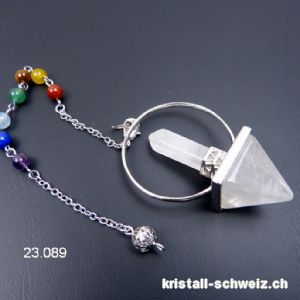 Pendel Bergkristall Pyramid. Höhe mit Metallkreis 6 cm