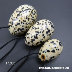 Set 3 Eier YONI Dalmatiner Jaspis. Gebohrt. SONDERANGEBOT
