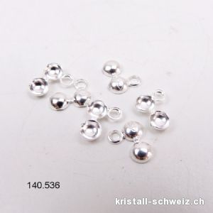 Klapp-Kapsel Halbloch 4 mm mit Oese aus 925 Silber