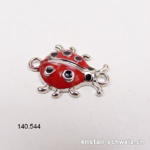 Zwischenteil Marienkäfer mit 2 Ösen, aus Metall 2,5 x 2 cm. SONDERANGEBOT