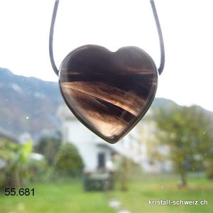 Obsidian - Lamellen  Herz 3 cm gebohrt mit Lederband
