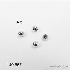 4 Stk - Questschösen aus 925 Silber rhodiniert 3 mm / Bohrung 1,5 mm
