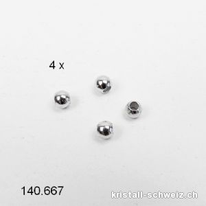 4 Stk - Questschösen oder Zwischenteile aus 925 Silber rhodiniert, 3 mm / Bohrung 1,5 mm