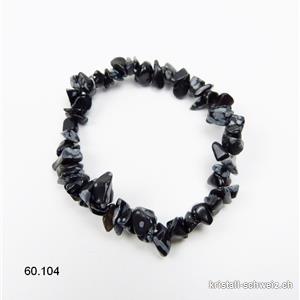 Armband Splitter Obsidian Schneeflocken, elastisch 17-17,5 cm. Grösse SM. SONDERANGEBOT