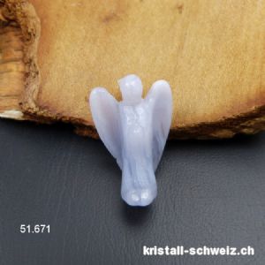 Anhänger Chalcedon blau, Engel 2,5 - 3 cm mit 925 Silberöse