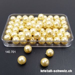 Muschelkern beschichtet pastelgelb-golden, Kugel gelocht 6 mm