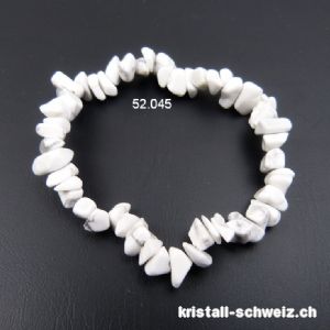 Armband Splitter Magnesit - Howlith weiss, elastisch 17 - 18 cm