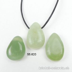 Jade Serpentin 2,8 - 3 cm gebohrt mit Lederband zum binden