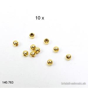 10 Stk - Perlen oder Questschösen 2,5 mm, 925 Silber vergoldet