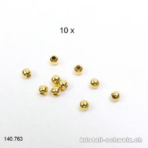 10 Stk - Perlen oder Questschösen 2,5 mm, 925 Silber vergoldet