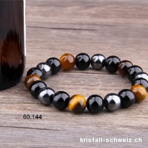 Armband Tigerauge - Hämatit - Obsidian 10 mm / 21 cm