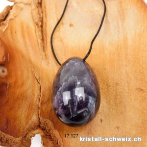 1 Ei YONI Amethyst dunkel 4,5 x 3 cm. Grösse L. GEBOHRT. Sonderangebot