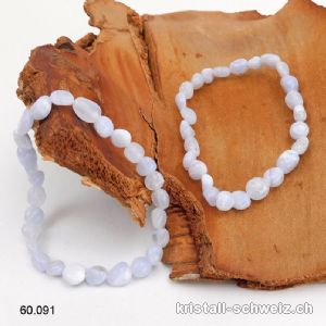 Armband Chalcedon blau 5 - 7 mm,  elastisch 19 cm