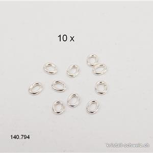 10 x mini Biegering oval offen 3,5 x 2,7 mm aus 925 Silber