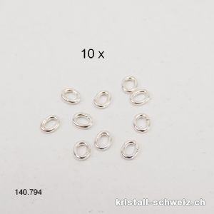 10 x mini Biegering oval offen 3,5 x 2,7 mm aus 925 Silber