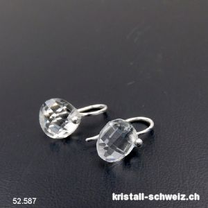 Ohrhänger Bergkristall facettiert aus 925 Silber. A-Qual.