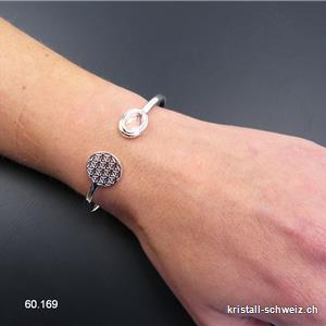 Armband Bergkristall - Blume des Lebens aus 925 Silber