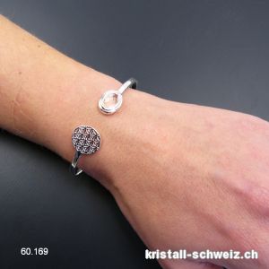 Armband Bergkristall - Blume des Lebens aus 925 Silber, 18 - 19 cm