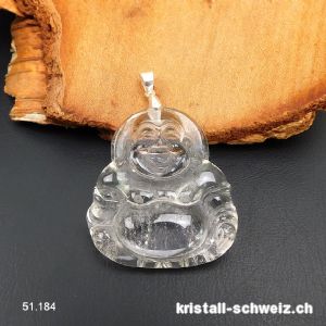 Anhänger Bergkristall Buddha mit Silberöse 925. A-Qual.