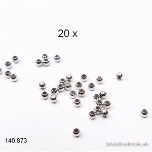 20 Stk - Perlen oder Questschösen 2 mm, Silber 925 RHODINIERT