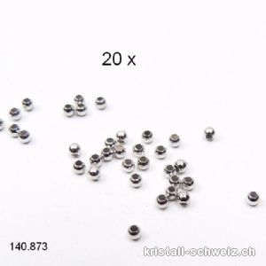 20 Stk - Perlen oder Questschösen 2 mm, Silber 925 RHODINIERT