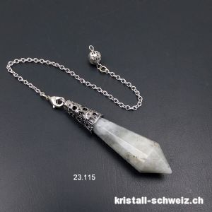 Pendel Labradorit hellgrau mit Metall-Dekor 6 - 6,5 cm