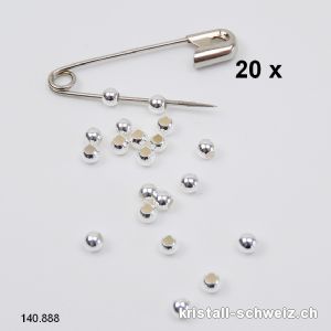 20 Stk - Questschösen oder Zwischenteile Silber 925, 3 mm / Bohrung 1 mm