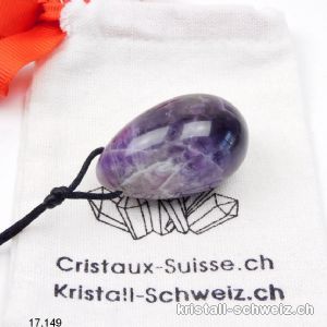 1 Ei YONI Amethyst - Quarz 4 x 2,5 cm. Grösse M. Gebohrt