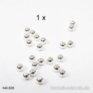 Perle aus 925 Silber, 4 mm / Bohrung 1,8 mm